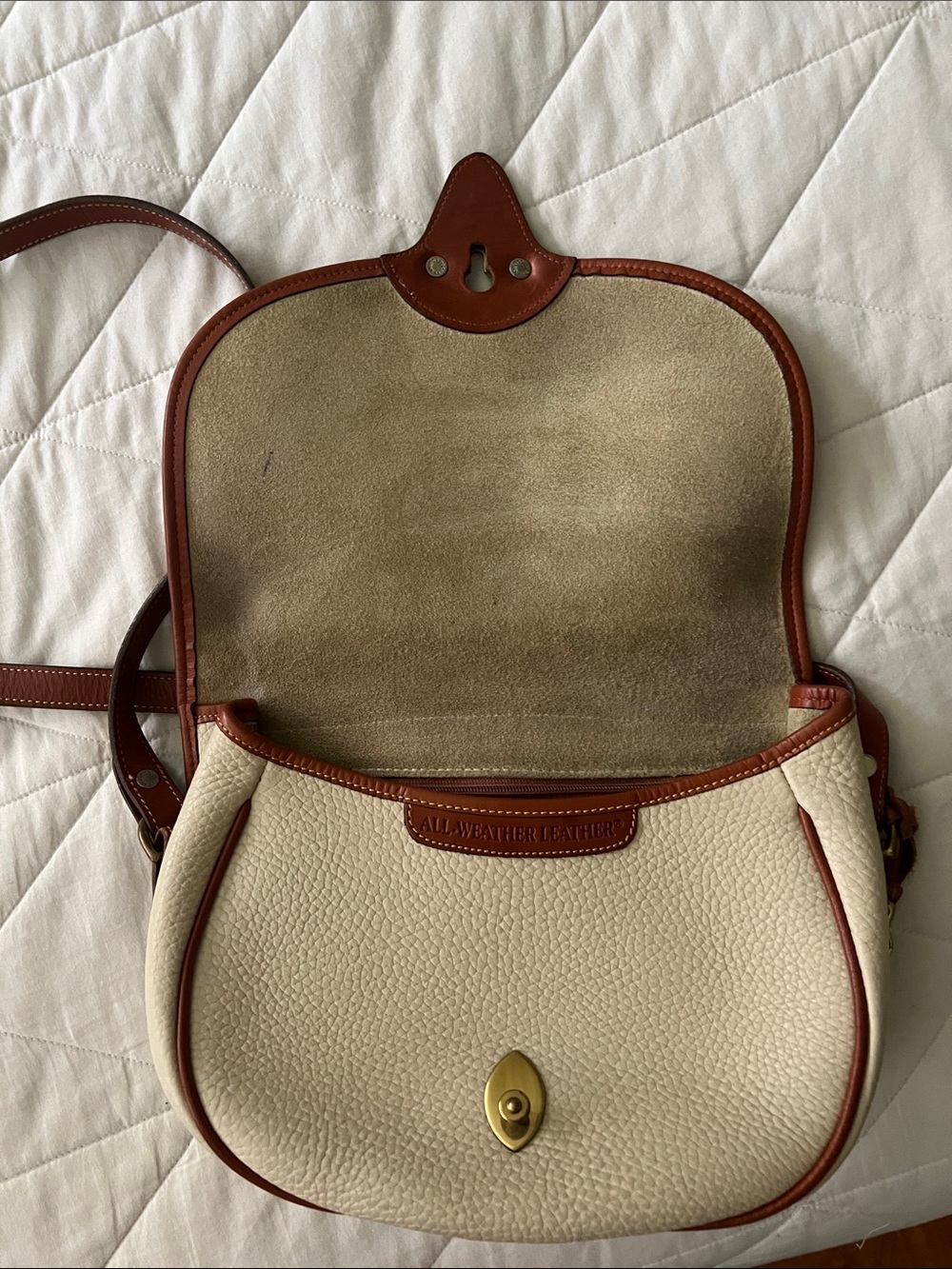 DOONEY & BOURKE Vintage 90's Cavalry Trooper Bag ivory / brown - Picture 12 of 16